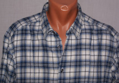 Camasa barbati HUGO BOSS Orange Label marimea M / L albastra in carouri flanel foto