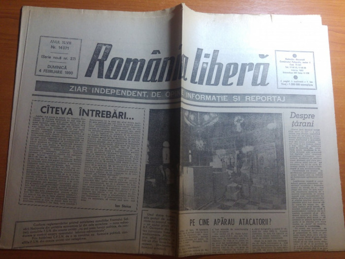 ziarul romania libera 4 februarie 1990-art. &quot; pe cine aparau atacatorii ? &quot;
