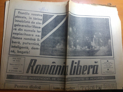 ziarul romania libera 12 ianuarie 1990 - art. despre ana blandiana foto