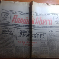 ziarul romania libera 10 ianuarie 1990-articole despre revolutia di 1989
