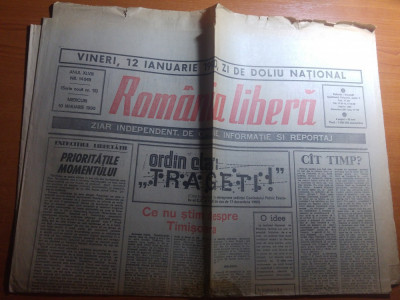 ziarul romania libera 10 ianuarie 1990-articole despre revolutia di 1989 foto