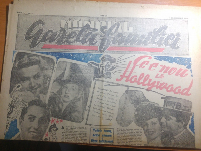 ziarul mondial-gazeta familiei 1 decembrie 1946-art. &quot;ce este nou la hollywood&quot;