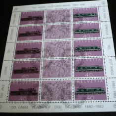 ELVETIA 1982 – LOCOMOTIVE, KLEINBOGEN stampilat G500