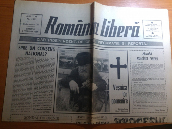 ziarul romania libera 3 februarie 1990-sentinta lui manea manescu si bodu emil