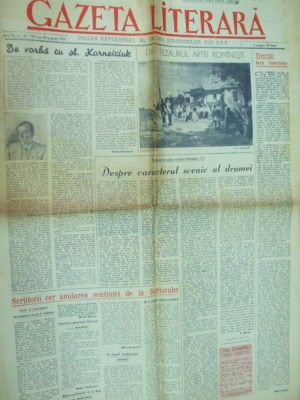 Gazeta literara 30 august 1956 desene Ross Gion Sirato Luchian Aman Grigorescu foto
