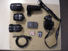 Kit Foto DSLR Canon EOS 400D plus Grip si 3 obiective foto