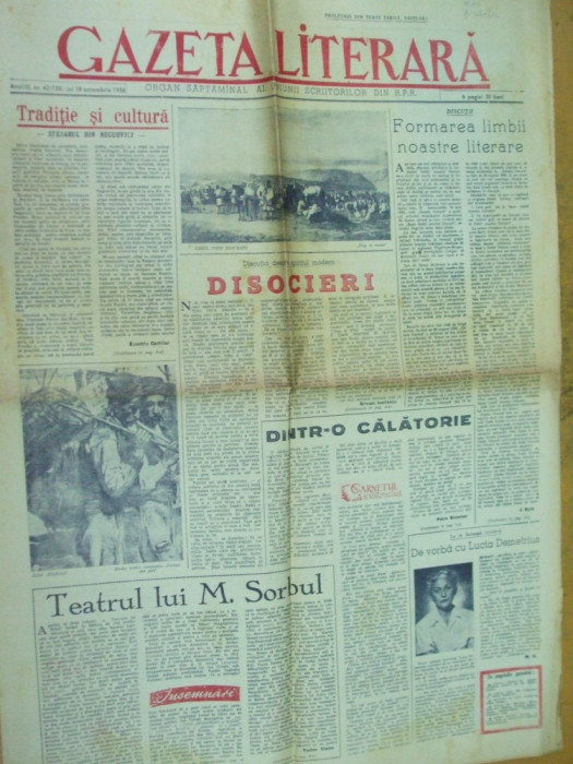 Gazeta literara 18 octombrie 1956 pictura Szatmary Steriadi Jeno Nagy Bela Aman