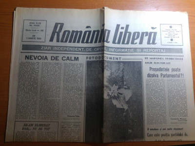 ziarul romania libera 1 martie 1990- art. &amp;quot;nevoia de calm&amp;quot; de octavian paler foto