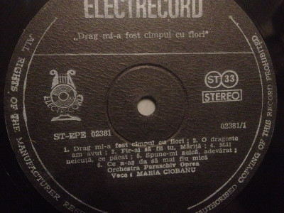 MARIA CIOBANU - DRAG MI-A FOST ....(EPE 02381/ELECTRECORD) - Vinil/stare F. BUNA foto