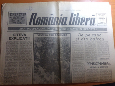 ziarul romania libera 16 februarie 1990- 2 luni de la scanteia revolutiei foto