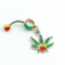 Piercing buric - model ganja frunza marijuana - pandantiv color
