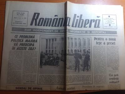 ziarul romania libera 25 februarie 1990+ suplimentul de duminica foto