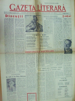 Gazeta literara 1 noiembrie 1956 desene Ross Eminescu Mihail Sebastian foto