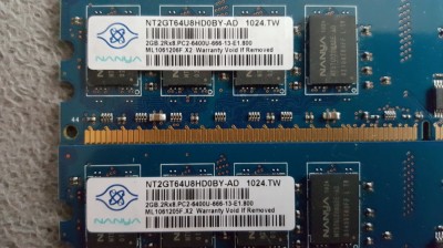 Kit 4 Gb DDR 2 NANYA , 2 x 2 Gb 800 MHz PC2-6400U-666 ,Desktop foto