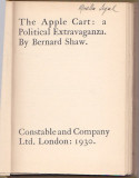 BERNARD SHAW - THE APPLE CART; A POLITICAL EXTRAVAGANZA ( 1930 ) ( IN ENGLEZA )