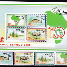 Malawi 1990 fauna MI 553-556 + bl.71 MNH w34