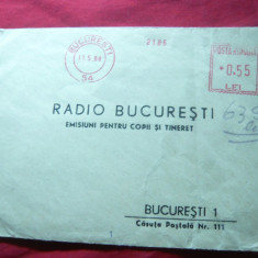 Plic adresat Radio- Bucuresti -emis pt.copii si tineret ,francatura mecanica ros