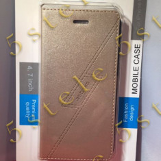 Husa Flip Astrum FC GLITTER Apple iPhone 6/6s Gold