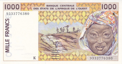 Bancnota Statele Africii de Vest 1.000 Franci 1993 - P711Kc aUNC ( Senegal ) foto