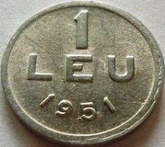 Moneda 1 LEU 1951, ROMANIA *cod 2722 --- A.UNC ALLU foto