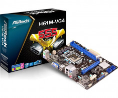 Placa de baza ASROCK Socket LGA1155, H61M-VG3, Intel H61, 2*DDR3 1600/1333/1066, VGA, 1*PCIEx3.0/1*PCIEx1, 4*SATA2, 4*USB2.0, Gigabit LAN, bulk foto