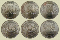 LOT/SET 3 MONEDE COMEMORATIVE 10 LEI 1995 si 1996, UNC foto