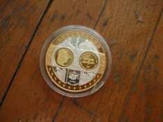 Moneda medalie Luxemburg, argint 999, placata cu aur foto