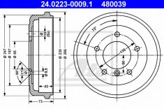 Tambur frana MERCEDES-BENZ T1 caroserie 210 2.3 - ATE 24.0223-0009.1 foto