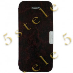 Husa piele Apple iPhone 5 /5S Flip/Stand Brown Blister