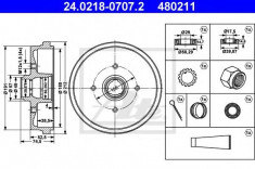 Tambur frana AUDI 50 1.1 - ATE 24.0218-0707.2 foto