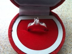 inel argint cu diamant brut alb marime 7 sau 17 foto