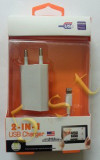 Adaptor (incarcator) Retea + Cablu 2in1 Apple Iphone 5 Blister, De priza