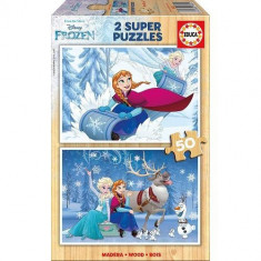 Super Puzzle Din Lemn Frozen 2 X 50 Piese foto