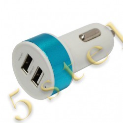 Adaptor auto Dual USB 2Port 3.1A Alb/Albastru Bulk foto