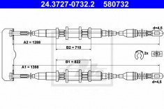 Cablu, frana de parcare OPEL KADETT E combi 1.2 - ATE 24.3727-0732.2 foto