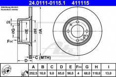 Disc frana LADA 1200-1600 1200 L/S - ATE 24.0111-0115.1 foto