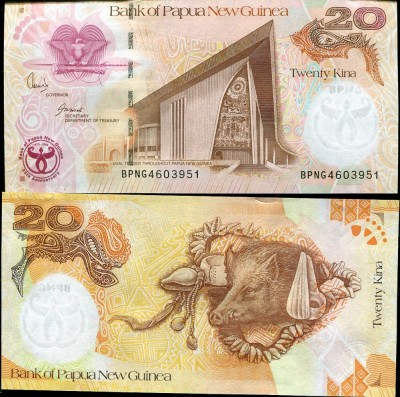 PAPUA-NOUA GUINEE - 20 KINA 2008 , COMM - P 36 - UNC / 35 ANI BANCA NATIONALA foto