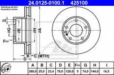 Disc frana BMW 7 limuzina 728 i - ATE 24.0125-0100.1 foto