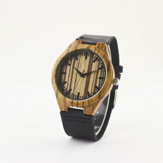 Ceas de Lemn Casual Wood Watch WD39 Curea Piele Naturala Bambus Japan CALITATE foto