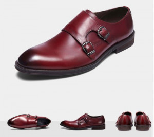 Pantofi din piele double strap monk. Cod MONK 1. Disponibili in trei  culori, 39, 40, 42, 44, Maro, Negru, Visiniu, Piele naturala | Okazii.ro