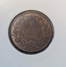 5 bani 1867 watt unc foto