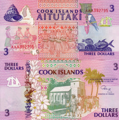 INSULELE COOK 3 dollars 1992 UNC!!! foto