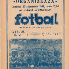 Program meci fotbal OTELUL GALATI - FC OLT 20.09.1987