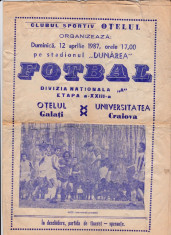 Program meci fotbal OTELUL GALATI - UNIVERSITATEA CRAIOVA 12.04.1987 foto