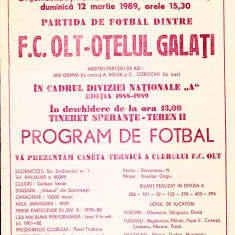 Program meci fotbal FC OLT - OTELUL GALATI 12.03.1989