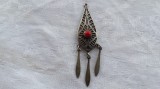 argint MEDALION BERBER KABYLE etnic TRIBAL cu CORAL vintage VECHI de efect RAR superb