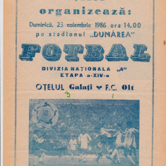 Program meci fotbal OTELUL GALATI - FC OLT 23.11.1986