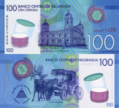 NICARAGUA 100 cordobas 2014 (2015) polymer UNC!!! foto
