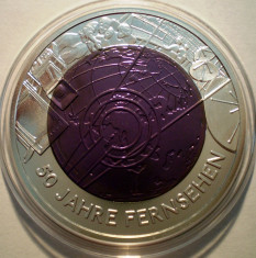 5.103 AUSTRIA TELEVIZIUNE 25 EURO 2005 UNC ARGINT NIOBIU BIMETAL cutie, foto