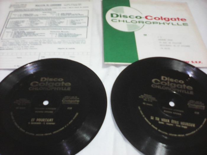 FLEXIDISC DISCO COLGATE CHLOROPHYLLE SET 2 BUCATI 1967 RARITATE!!!!DE COLECTIE